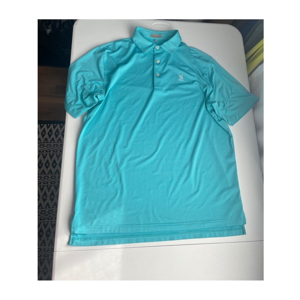 Peter Millar Summer Comfort Golf Polo Shirt Striped SR‎ 1923 Logo Large